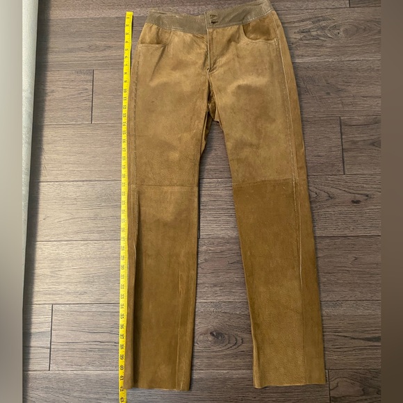 VTG 90s LIZ CLAIRBORNE CAMEL SUEDE LEATHER PANTS - Picture 9 of 9
